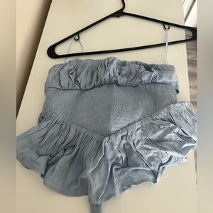 Sky to Moon Blue Strapless Top